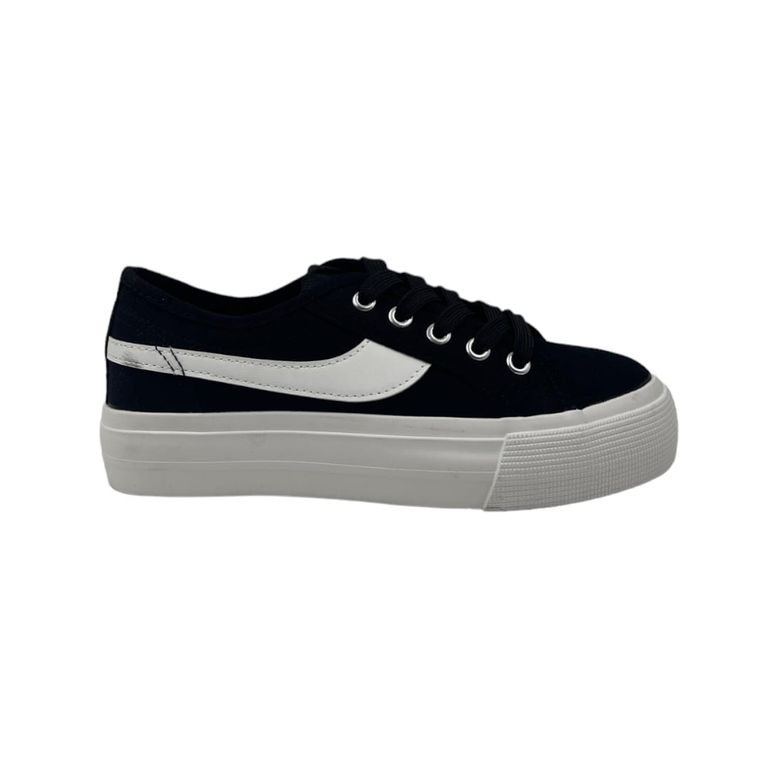 Zapatilla Negra Lona Baja