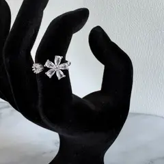 GENERICO - Anillo Flor Circon Ajustable Plata Fina Ley 925 Circones Mujer