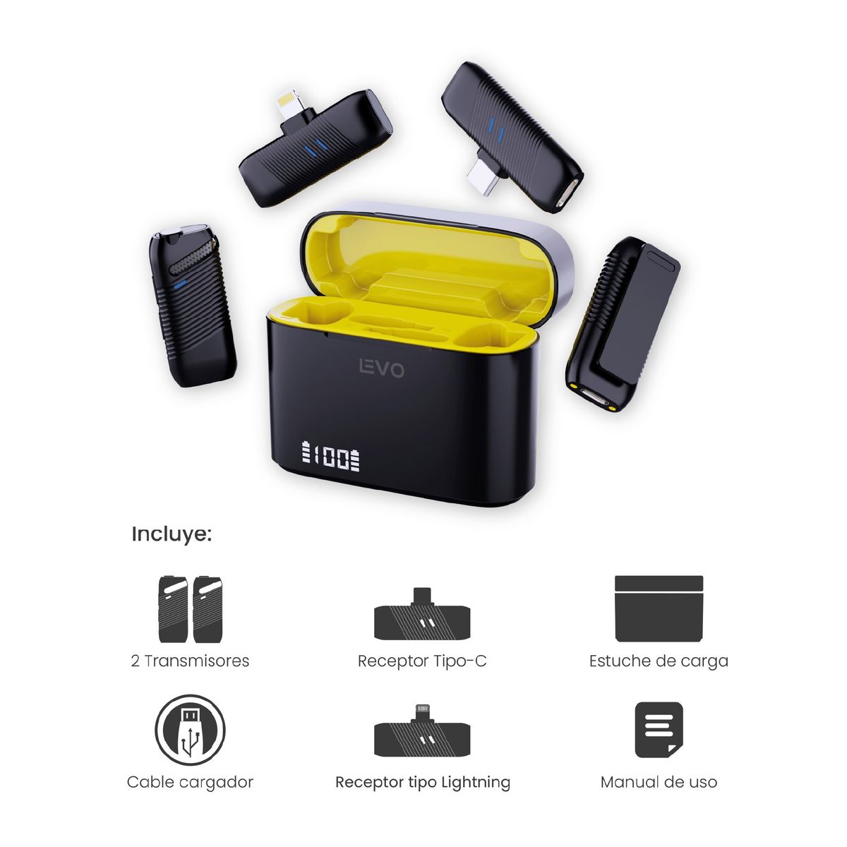 LEVO - KIT Micrófono de Solapa Inalámbrico Lavalier EchoPro LEVO