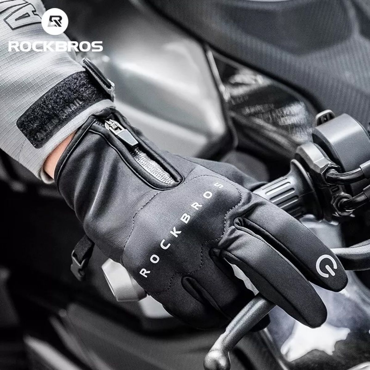 ROCKBROS - Guantes Térmicos Protección Nudillos Bicicleta Moto Touch