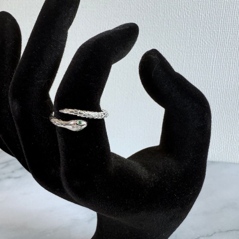 GENERICO - Anillo Serpiente Ajustable Plata Fina Ley 925 Circones Mujer