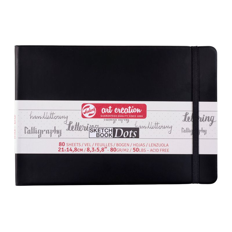 ART CREATION - Libreta Sketchbook Negra con Puntos 80grs 21x15cm