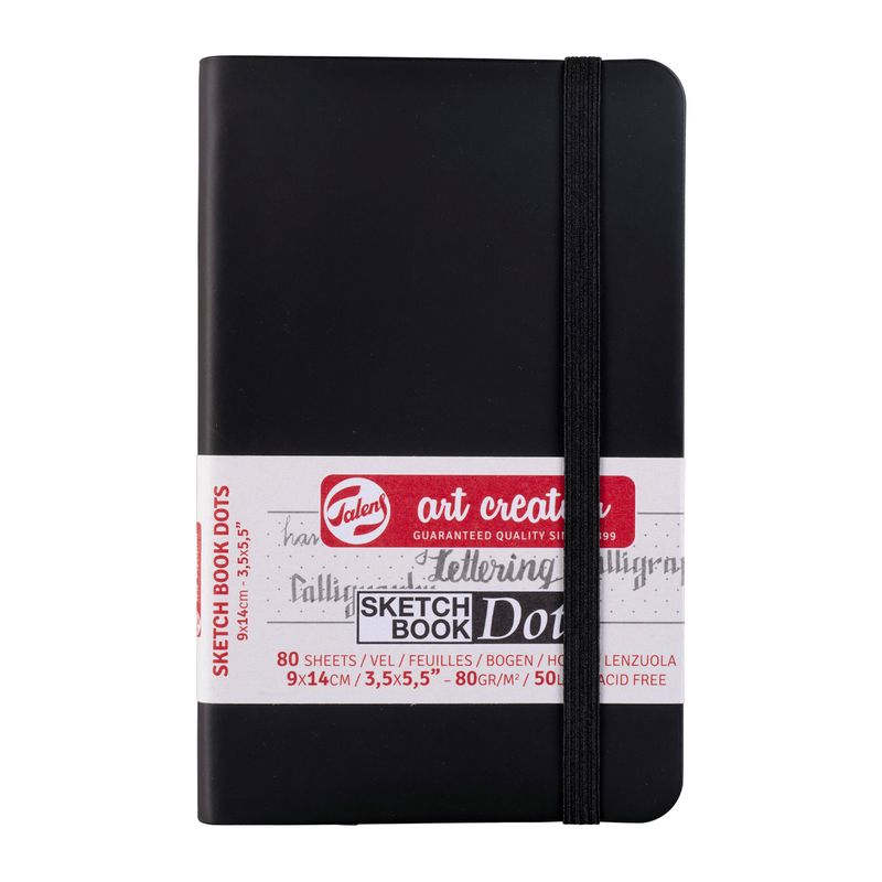 ART CREATION - Libreta Sketchbook Negra con Puntos 80grs 9x14cm