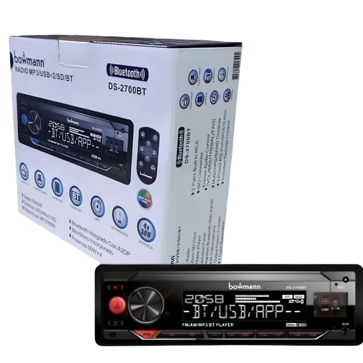 BOWMANN - RADIO REPRODUCTOR DE AUTO BOWMAN MODELO DS-2700 BT