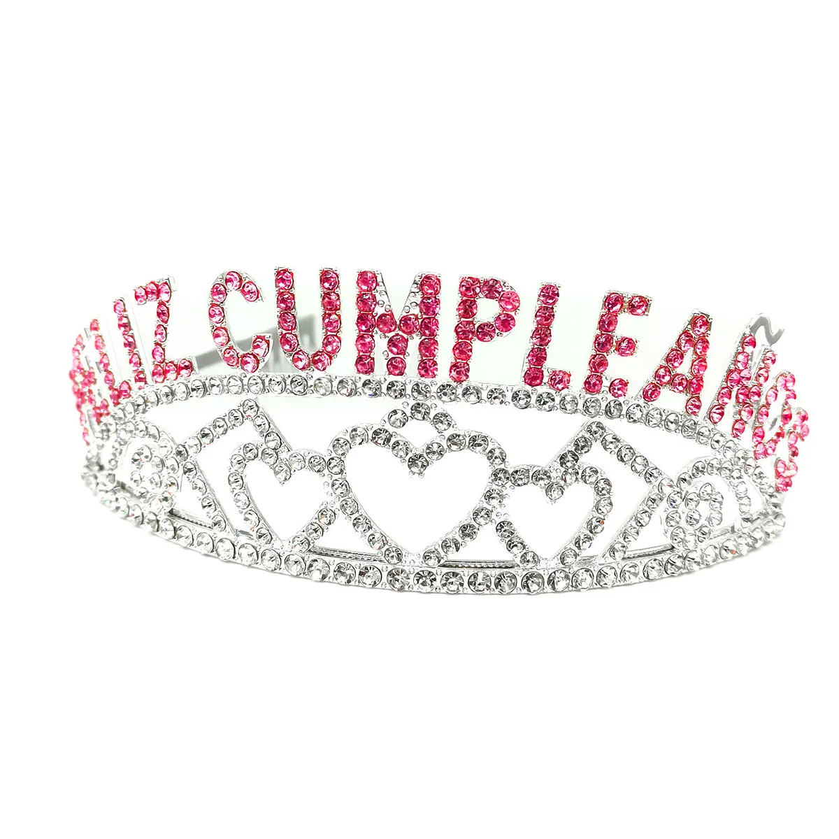 GENERICO - CORONA METALICA FELIZ CUMPLEAÑOS ROSADO X1UNI