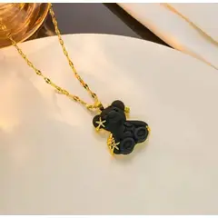 GENERICO - Collar Osito negro chapado en oro 18k