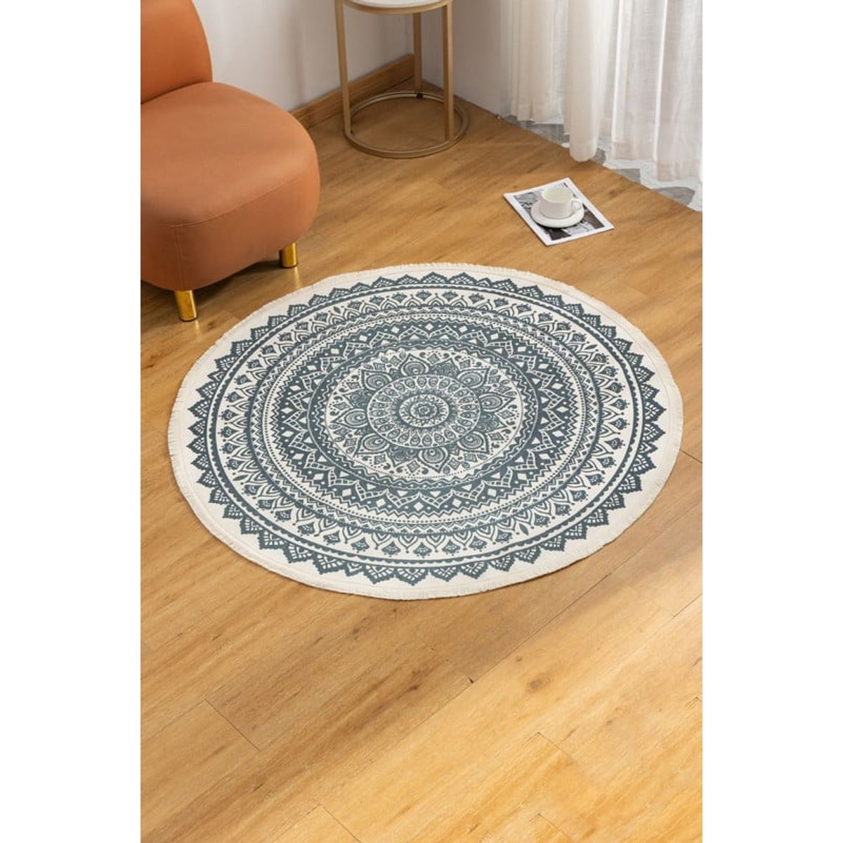 ANGELES DEL HOGAR - Alfombra Redonda Estilo Etnico 120 cm