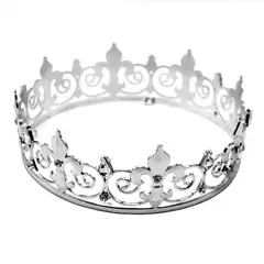 GENERICO - CORONA METALICA GRUESA REY PLATEADO X1UNI
