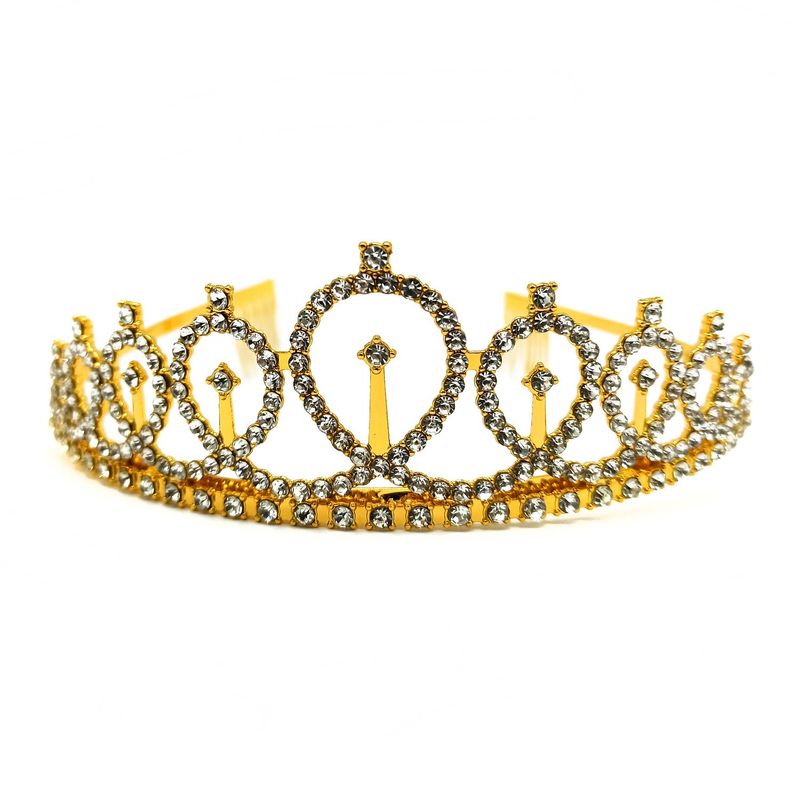 GENERICO - CORONA TIARA METALICA PRINCESA DORADO X1UNI