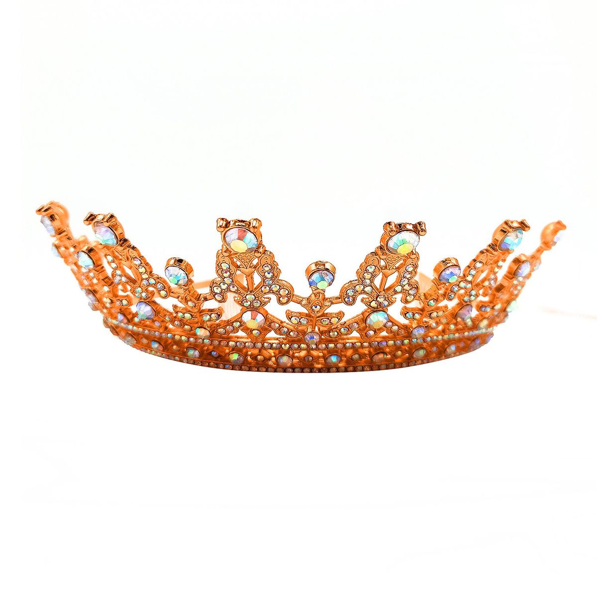 GENERICO - CORONA TIARA METALICA REINA ROSE GOLD X1UNI