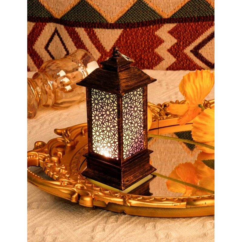 MROTTO - Lámpara Adorno Decorativa Estilo Marroquí con Luz LED – 13 cm