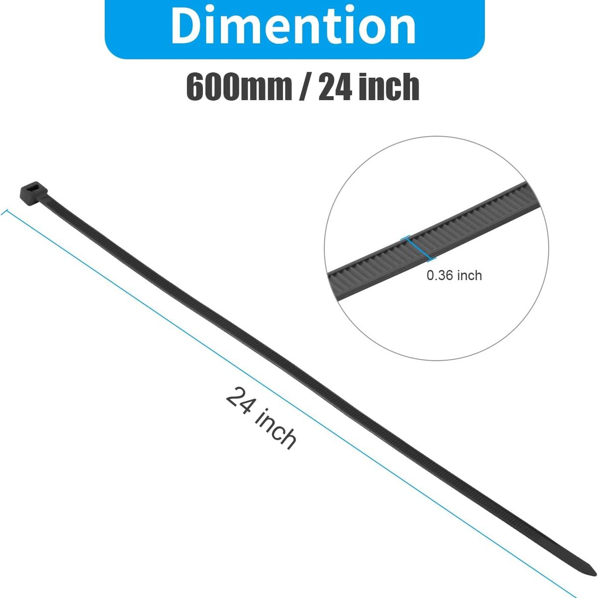 KUANGYE - Amarras Plásticas Negra 9x600mm 100 Unidades