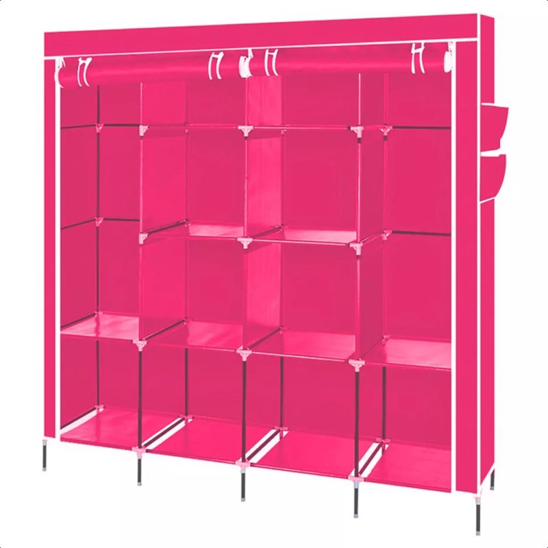 SUPERCENTER - Guarda Ropa Armable Ropero Grande Organizadores 170x170x45cm Rosado