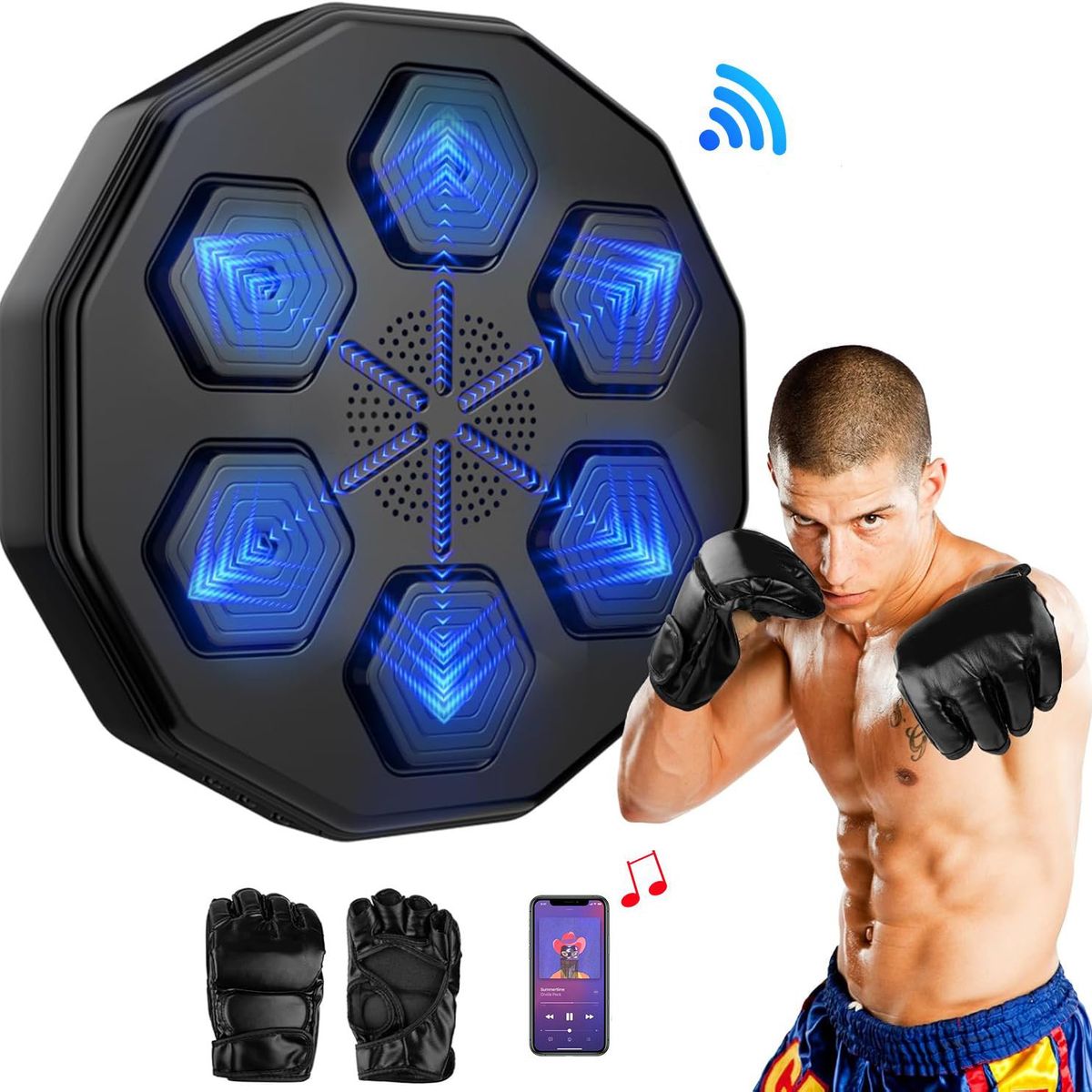 KUANGYE - Maquina De Boxeo Musical Bluetooth Con Guantes