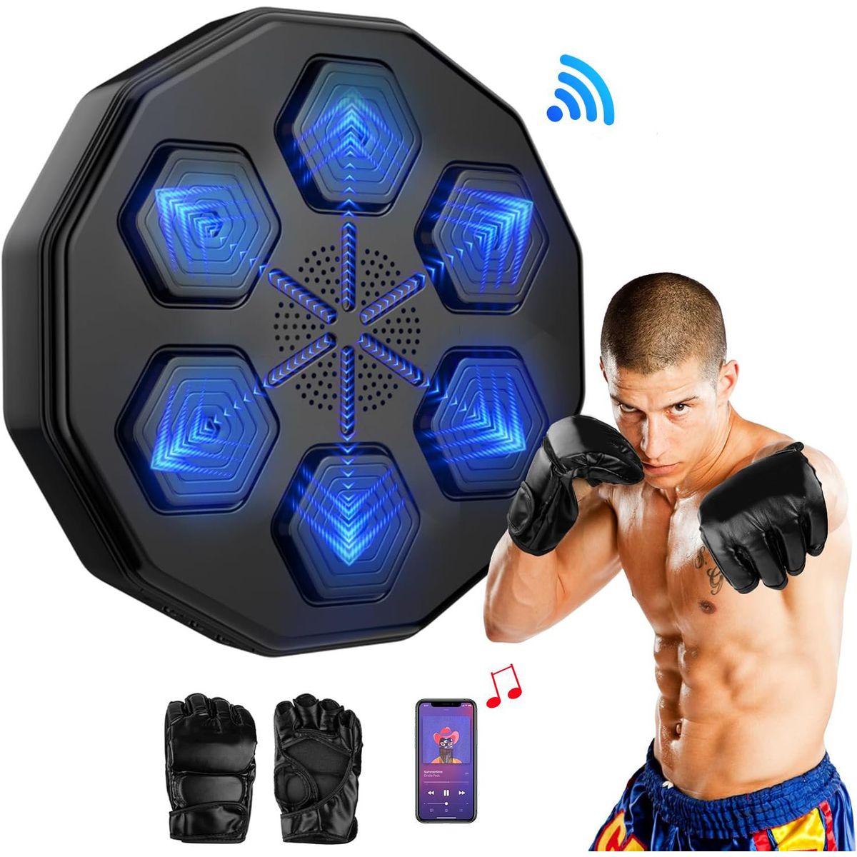 KUANGYE - Maquina De Boxeo Musical Bluetooth Con Guantes