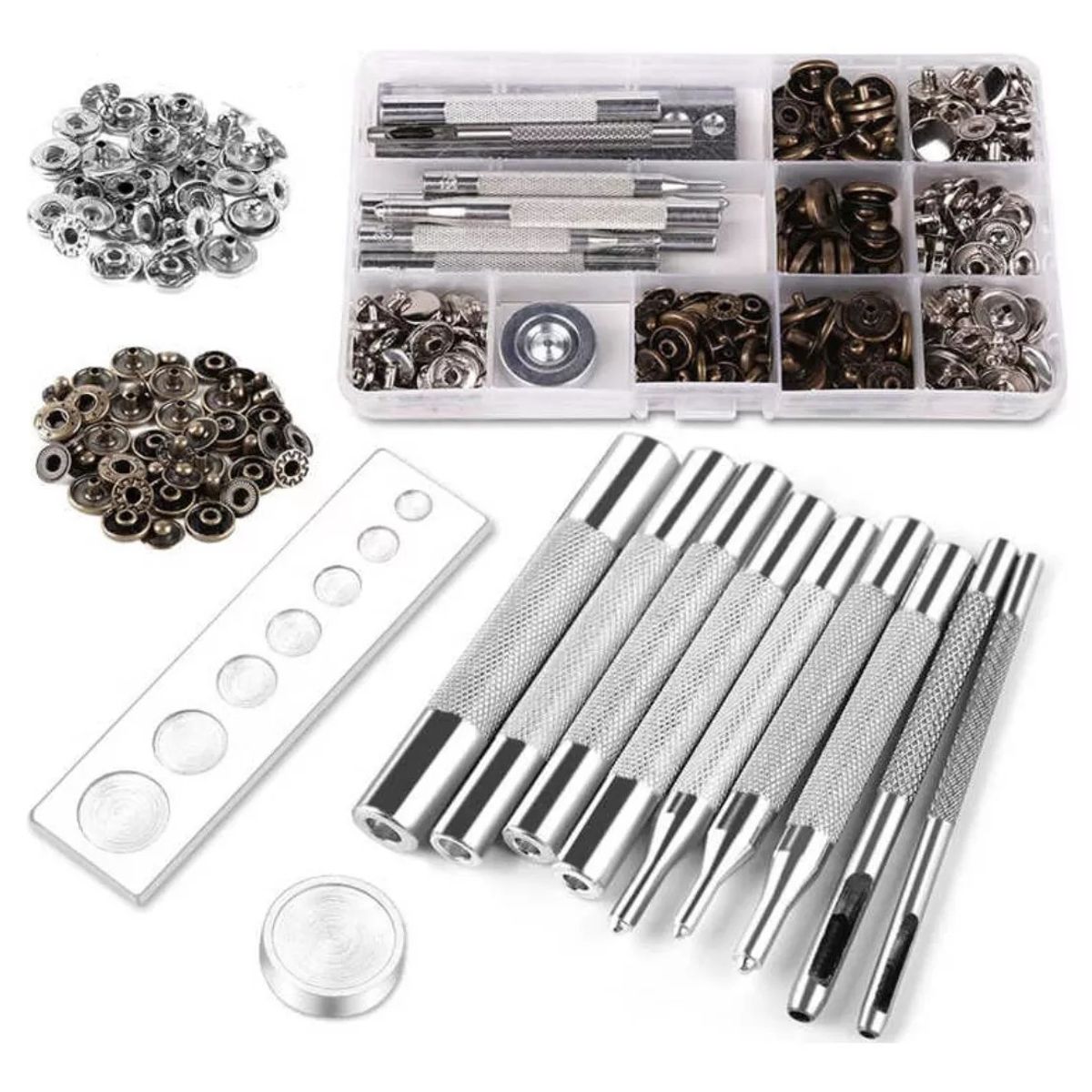 KUANGYE - 250p Herramienta Botón Metal Broche Remache Presión Snap Kam