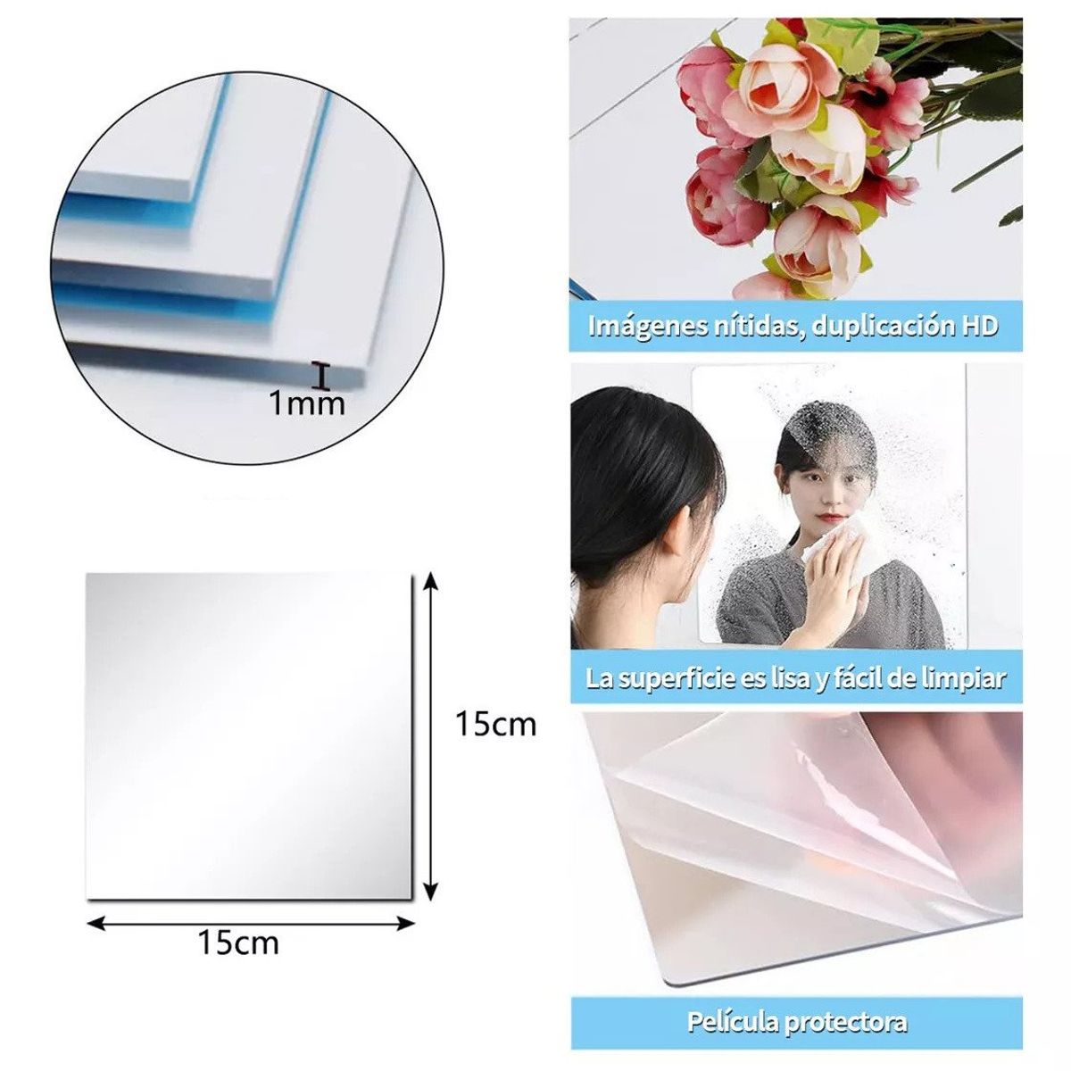 KUANGYE - Juego De Espejos De Pared Acrílicos Con Pegatina, 12 Piezas