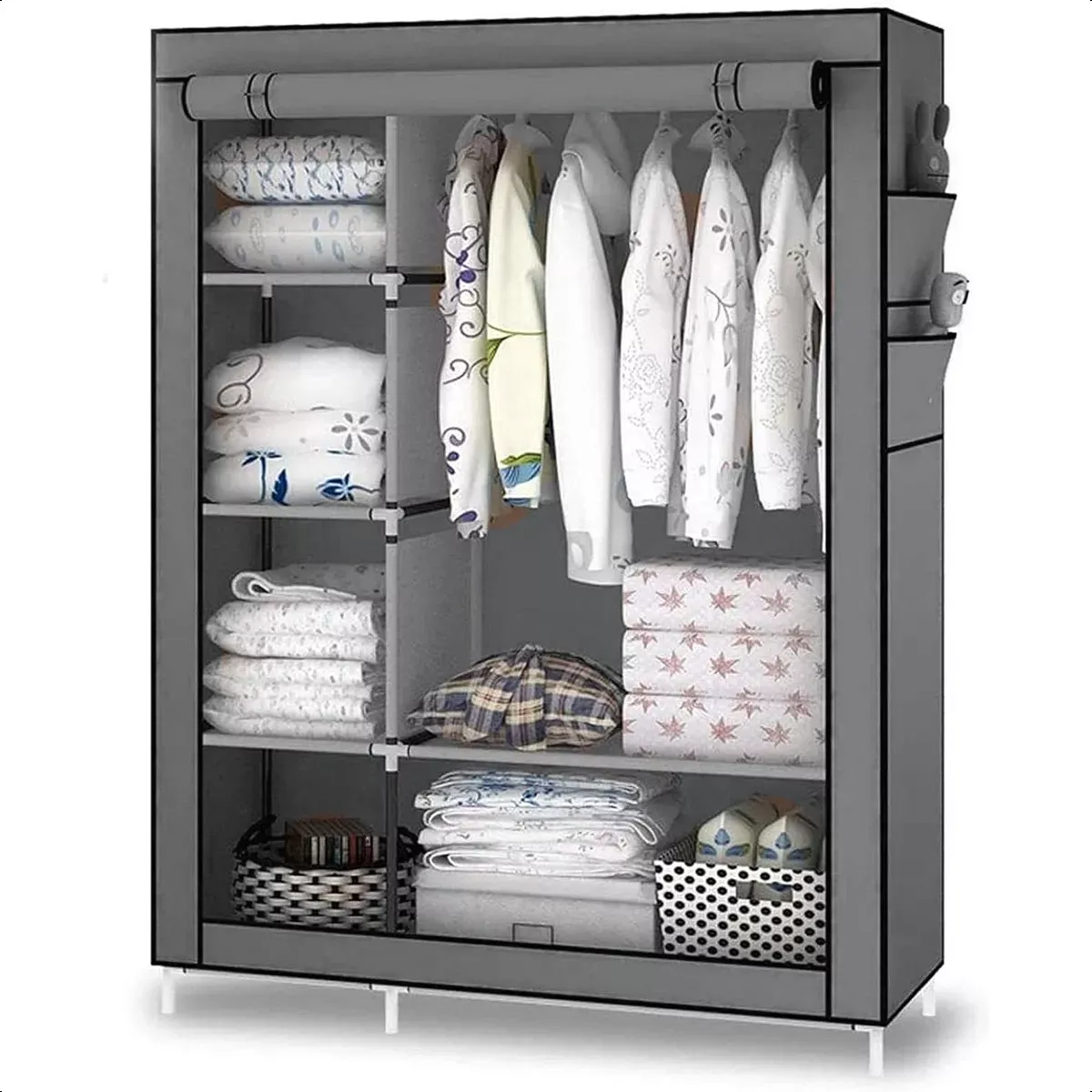 SUPERCENTER - Guarda Ropa Armable Ropero Grande Organizadores 175x105x45cm gris