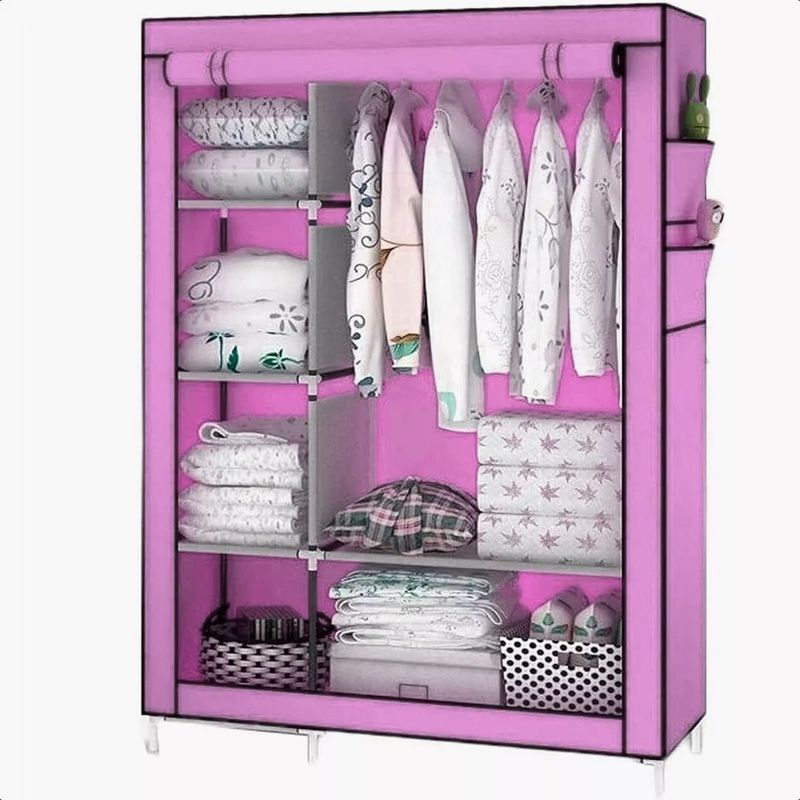 SUPERCENTER - Guarda Ropa Armable Ropero Grande Organizadores 175x105x45cm rosado
