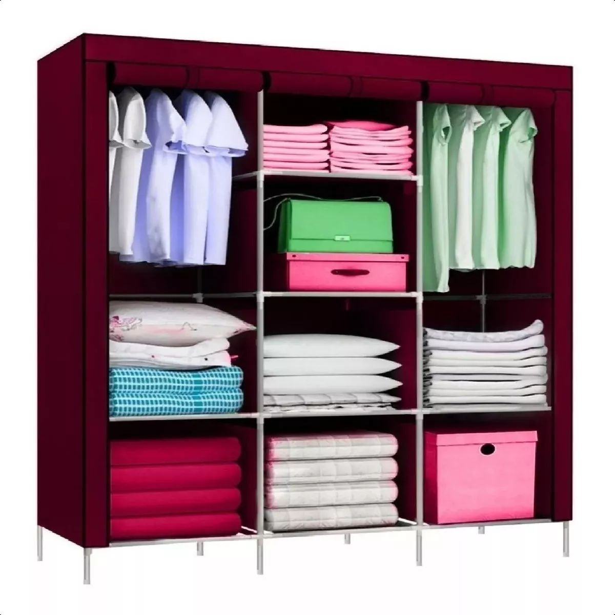SUPERCENTER - Practico Armario Closet Ropero Armable Grande 170x128x45cm rojo