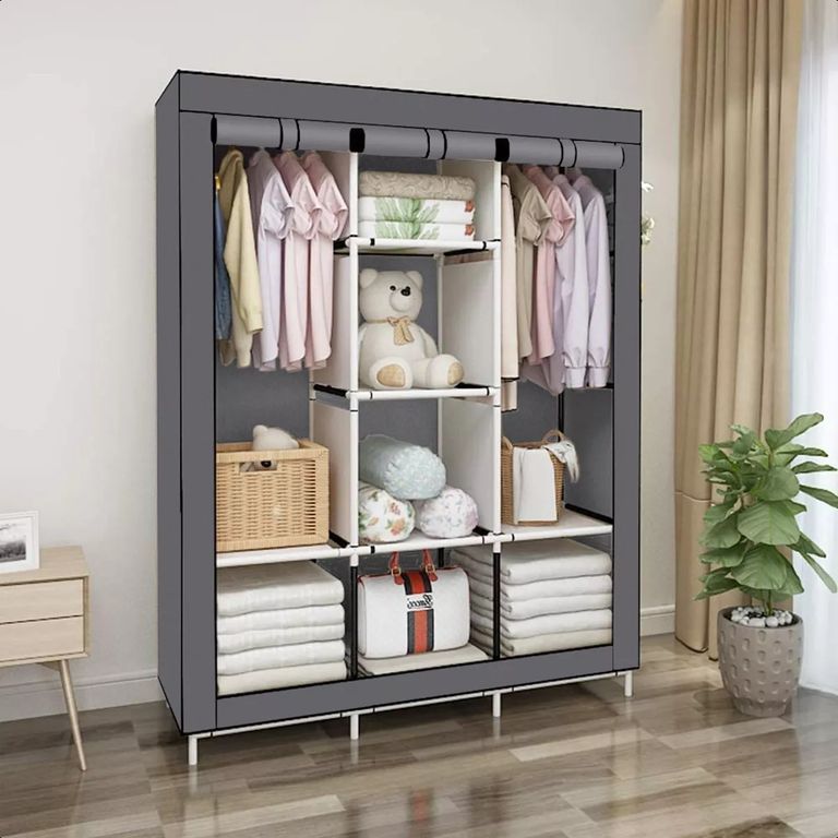 Practico Armario Closet Ropero Armable Grande 170x128x45cm gris ...
