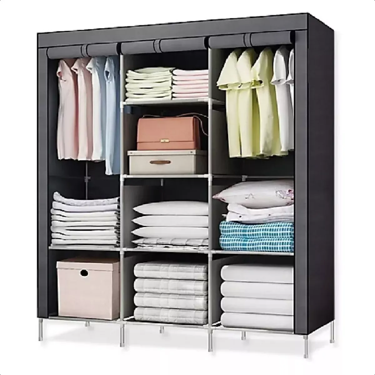 SUPERCENTER - Practico Armario Closet Ropero Armable Grande 170x128x45cm gris