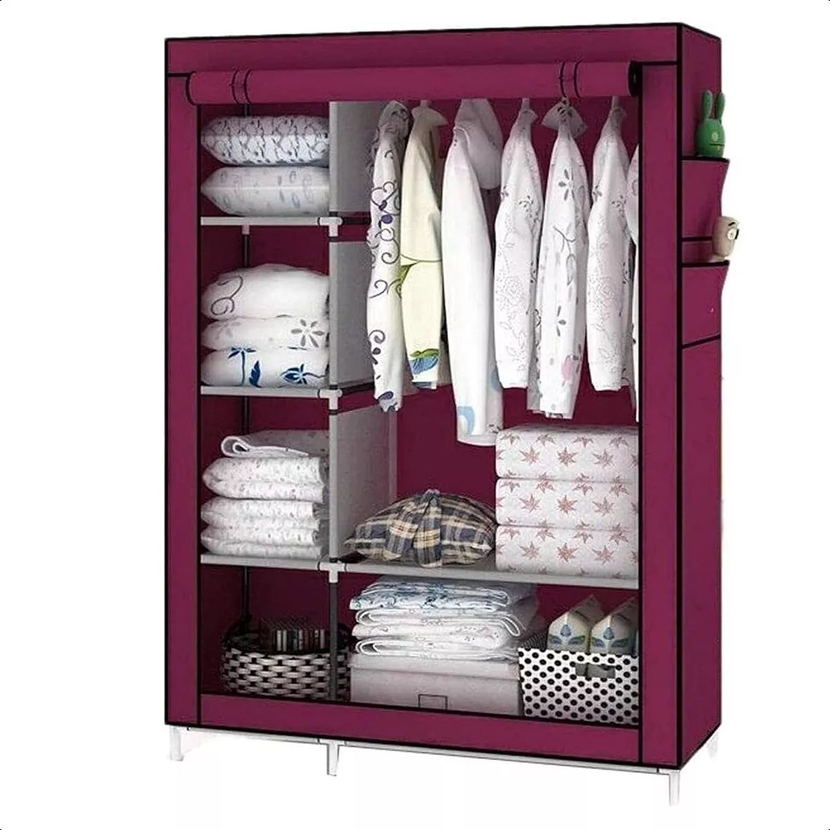 SUPERCENTER - Guarda Ropa Armable Ropero Grande Organizadores 175x105x45cm burdeos