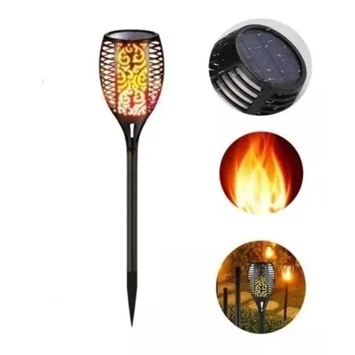 GENERICO - Antorcha Led Solar 50 Cm Farol Exterior Jardín Estaca