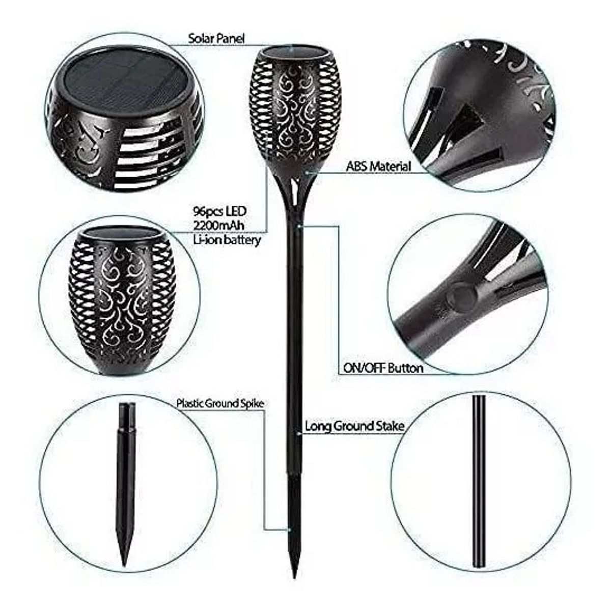 GENERICO - Antorcha Led Solar 50 Cm Farol Exterior Jardín Estaca