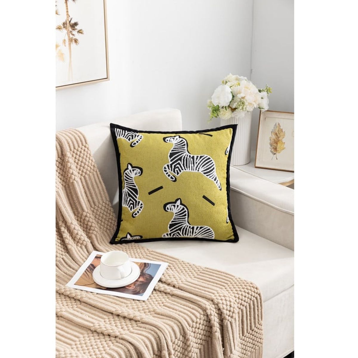 ANGELES DEL HOGAR - Pack 4 Fundas de Cojines Diseño Sebras