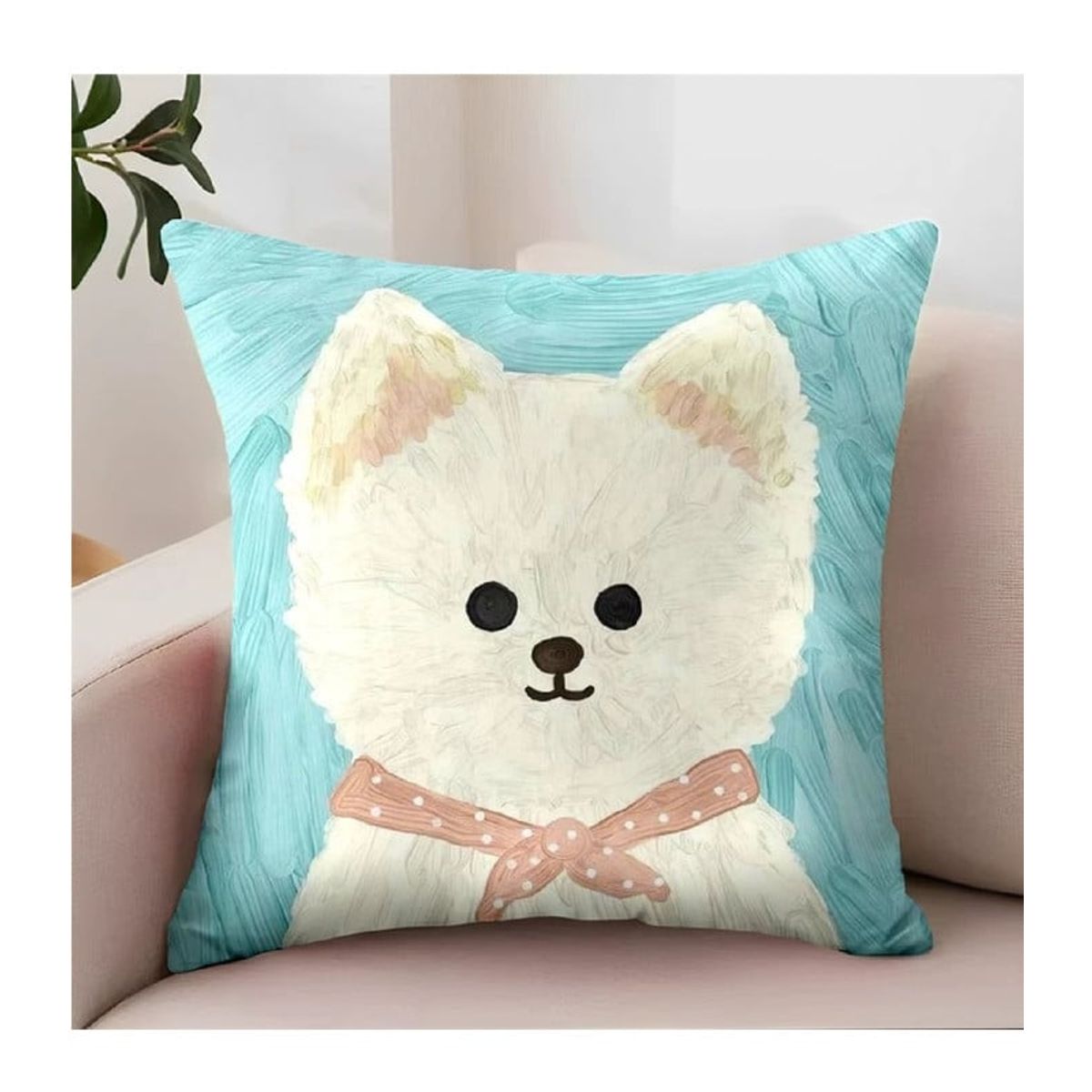 ANGELES DEL HOGAR - Pack 4 Fundas Cojin Estampado De Perrito 45x45