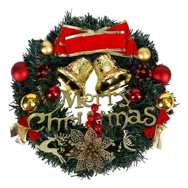 GENERICO - Corona navideña guirnalda de decoración 30 cm color verde