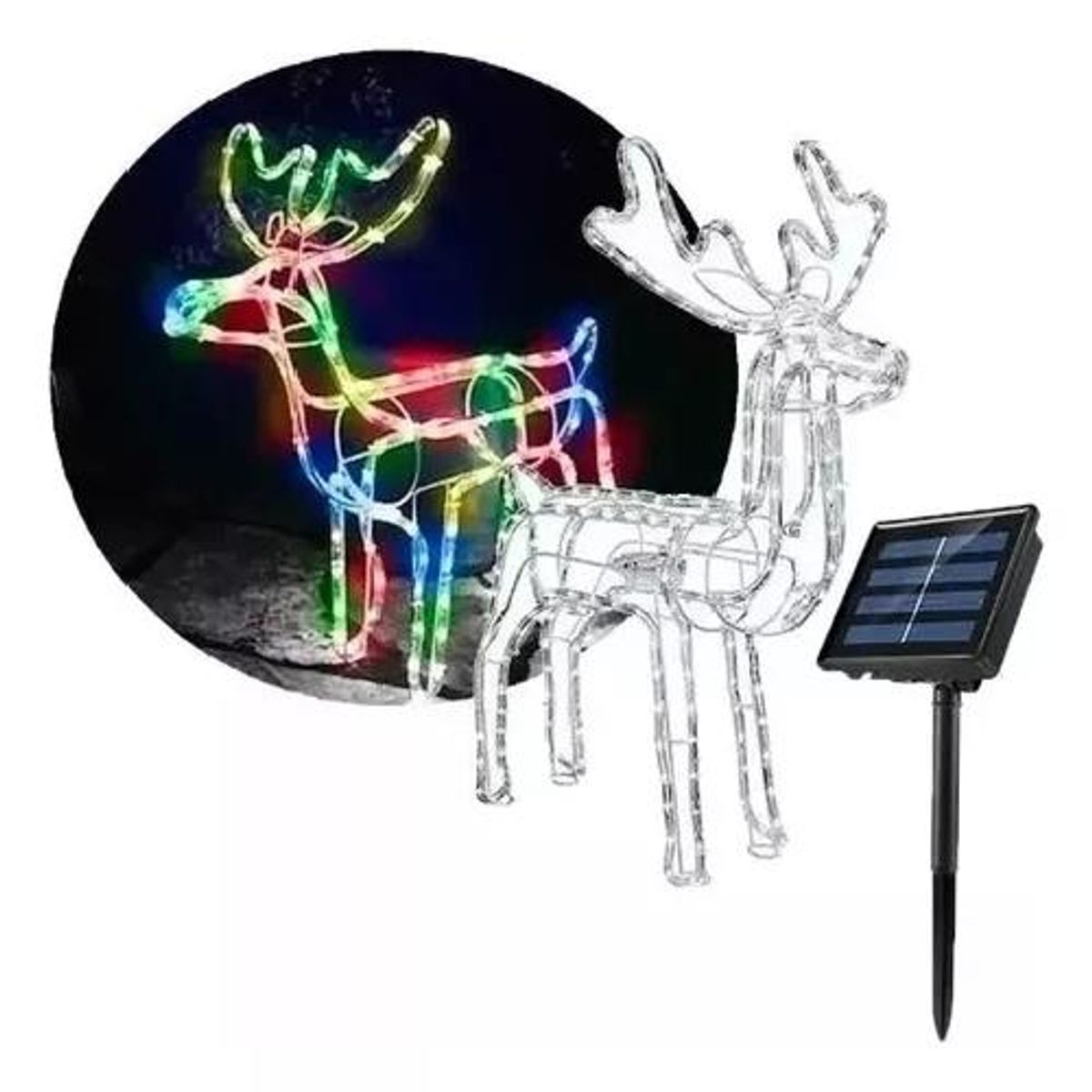 GENERICO - Reno solar de Navidad con luces LED 95 cm multicolor