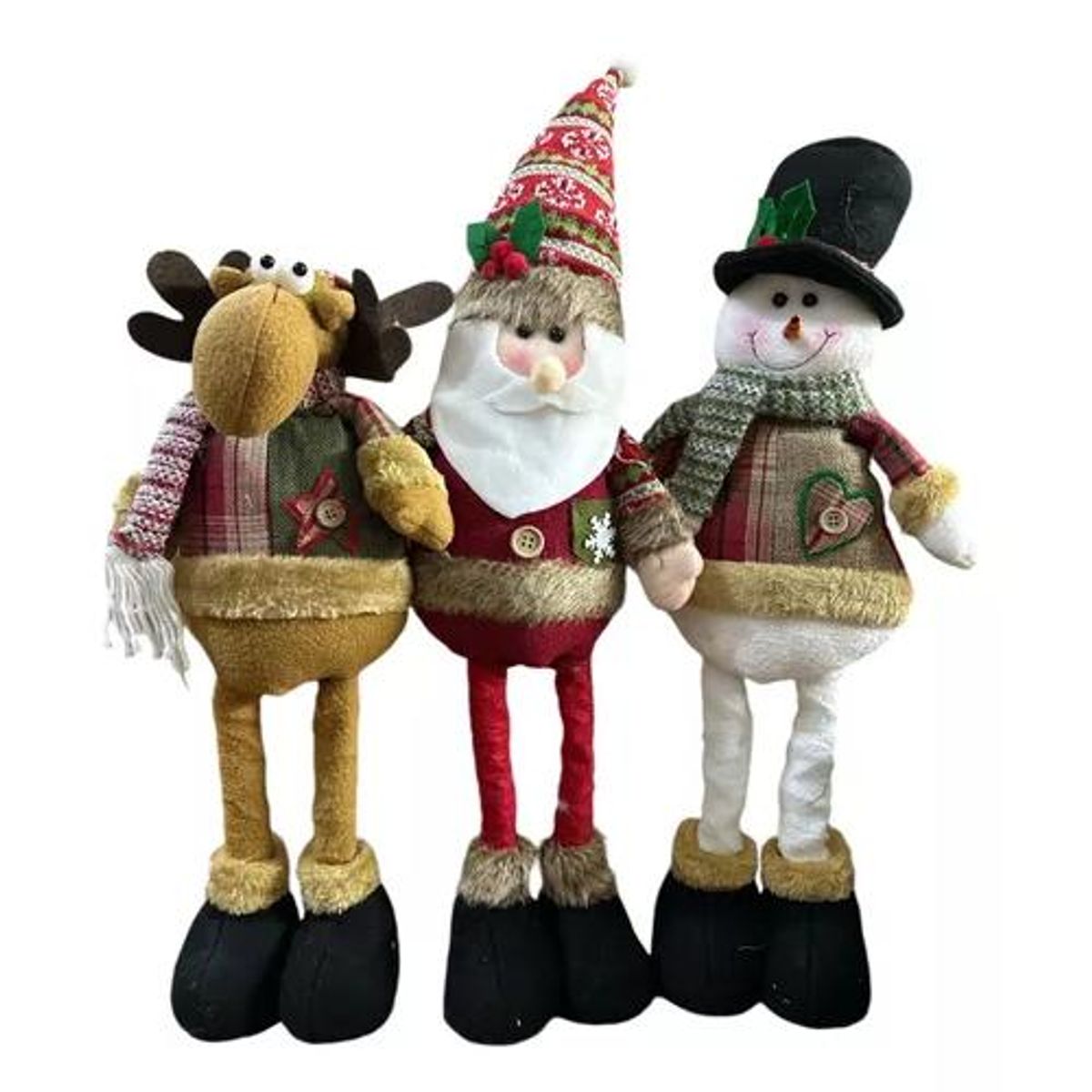 GENERICO - Pack x3 muñecos navideños pata larga pascuero mono nieve multicolor