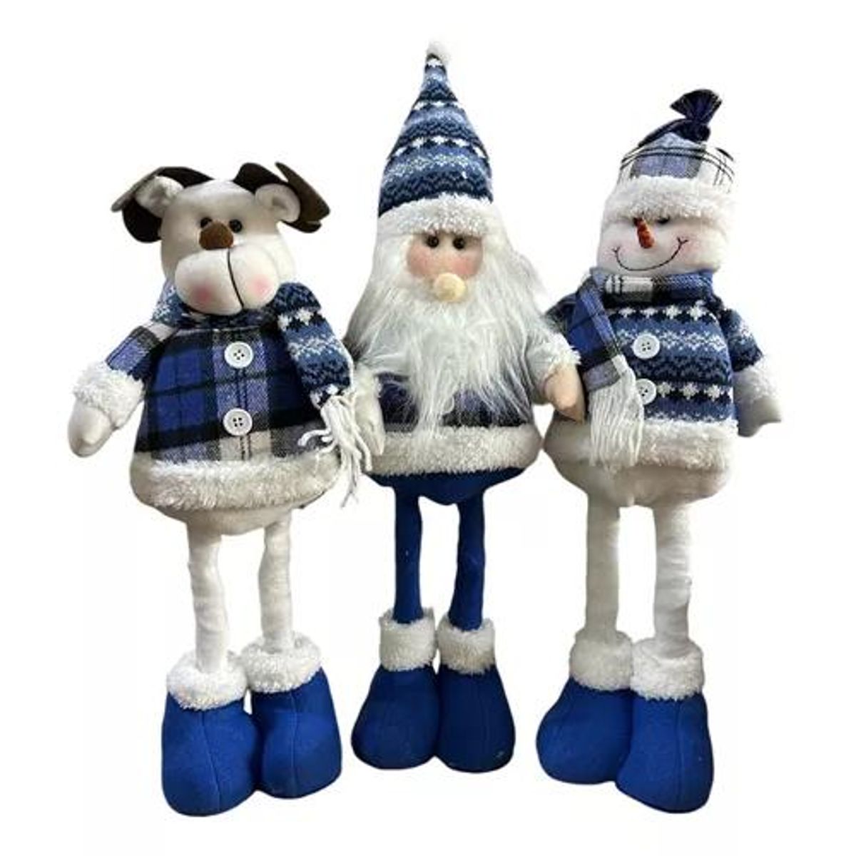 GENERICO - Pack x3 muñecos navideños pata larga pascuero mono nieve azul