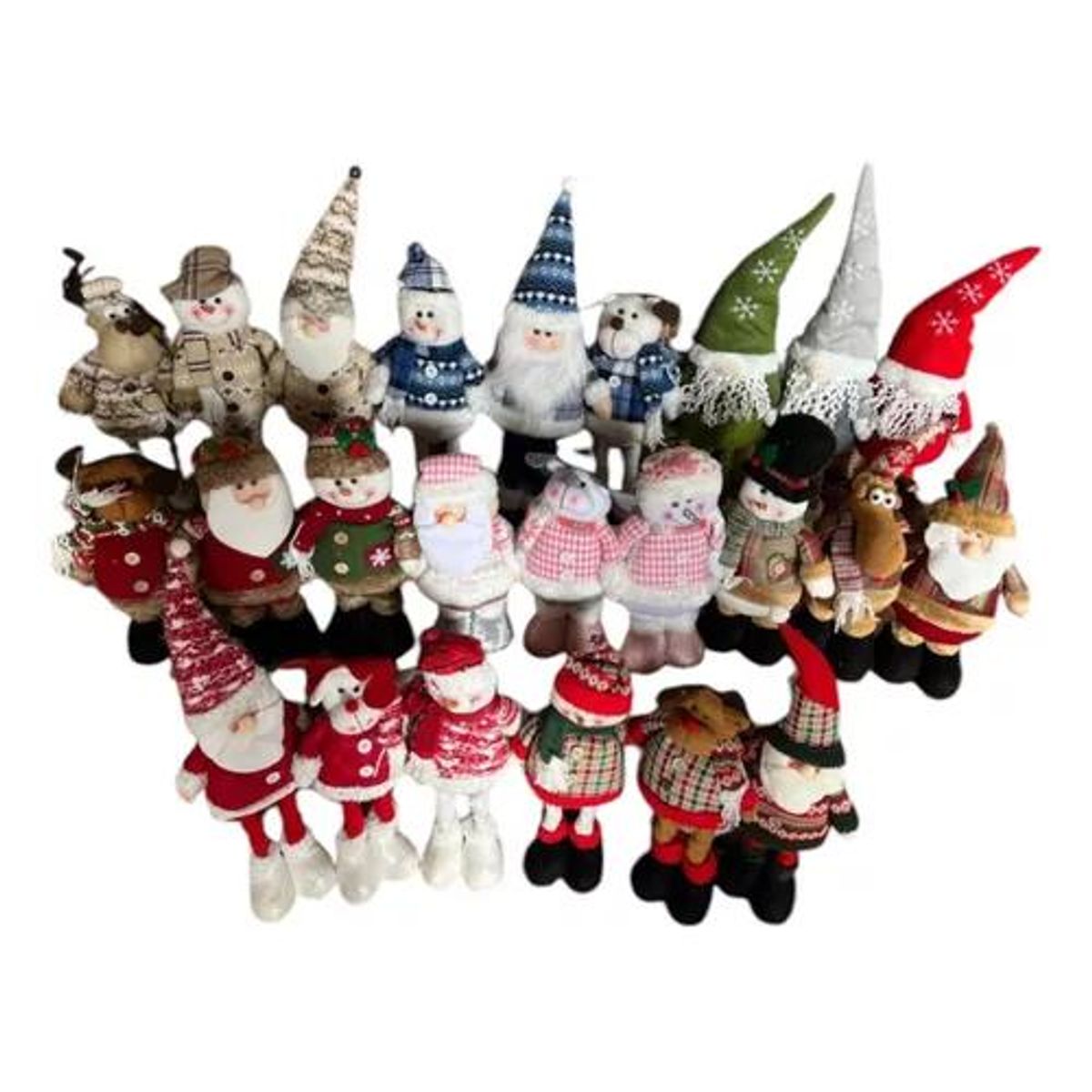 GENERICO - Pack x3 muñecos navideños pata larga pascuero mono nieve azul