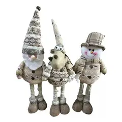 GENERICO - Pack x3 muñecos navideños pata larga pascuero mono nieve caqui