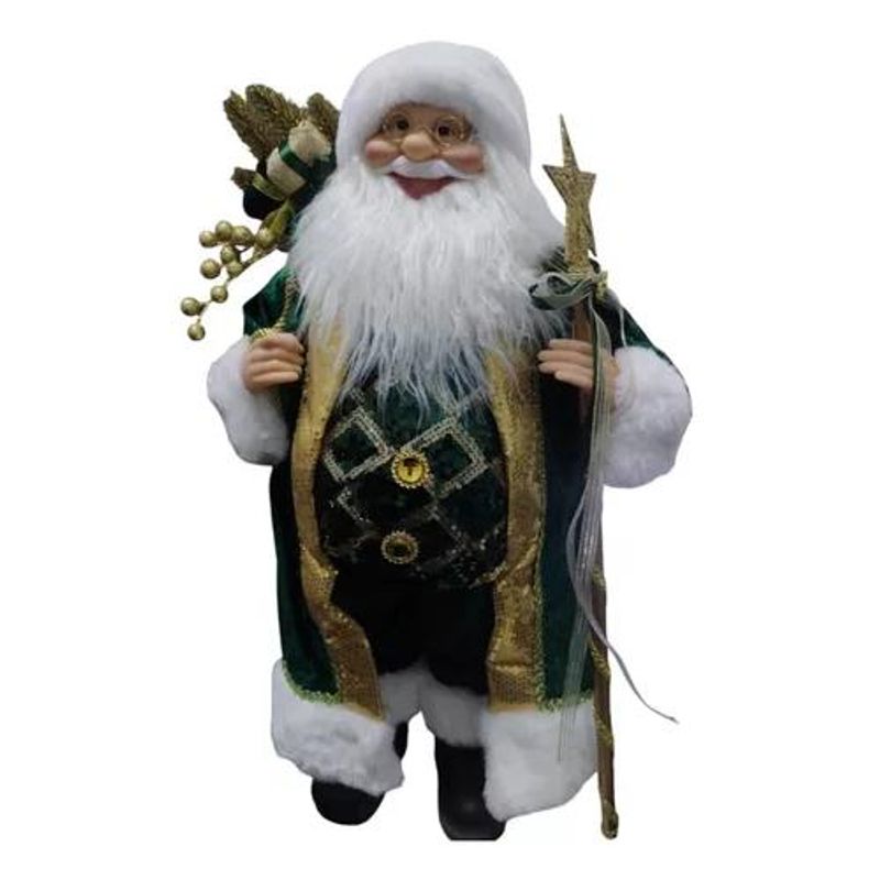 GENERICO - Viejo pascuero con regalo muñeco de Navidad verde