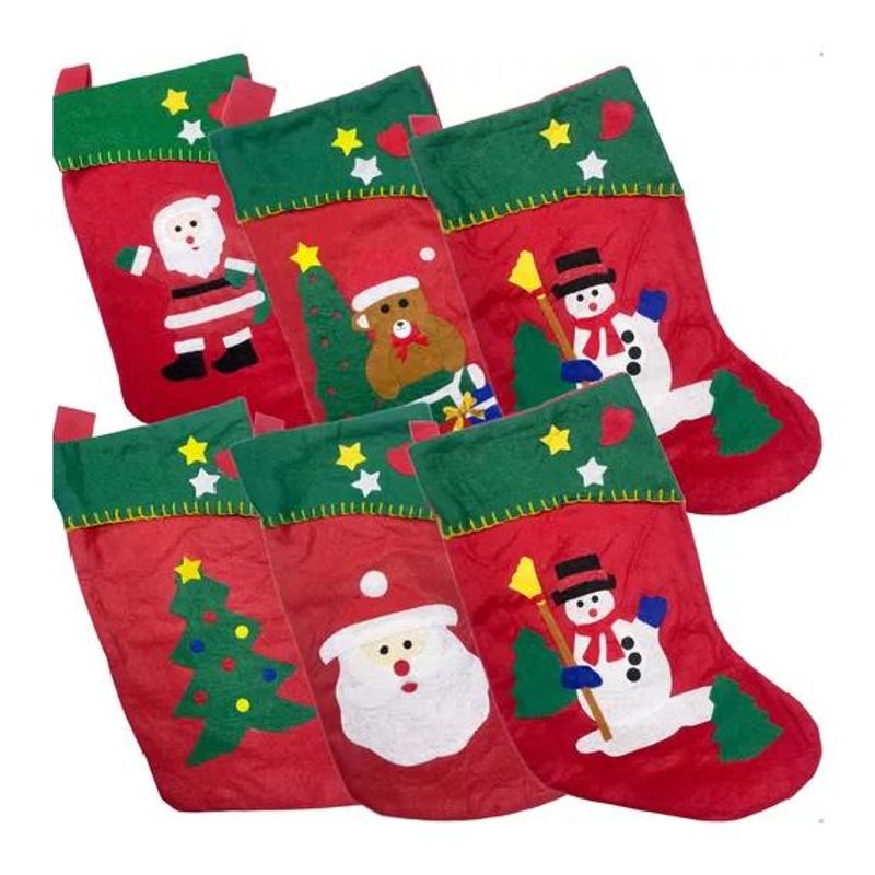 GENERICO - Pack x6 botas navideñas colgantes decorativas color rojo
