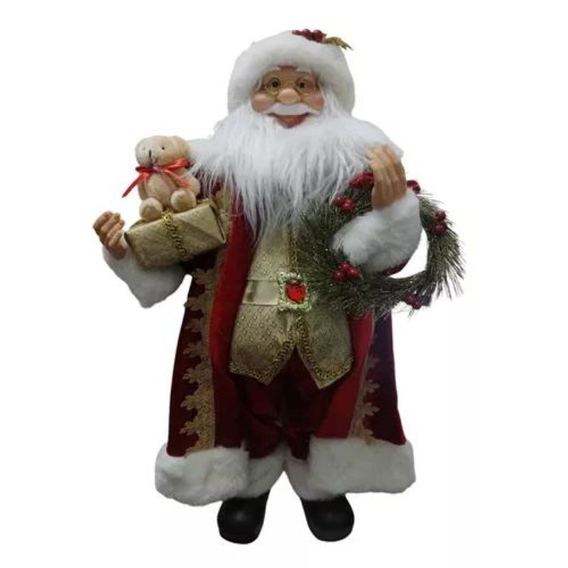 GENERICO - Viejo pascuero con regalo muñeco de Navidad rojo