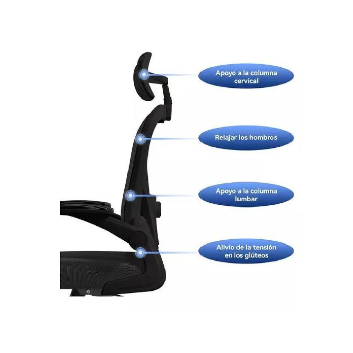 GENERICO - Silla de oficina ergonómica con soporte lumbar ajustable color negro