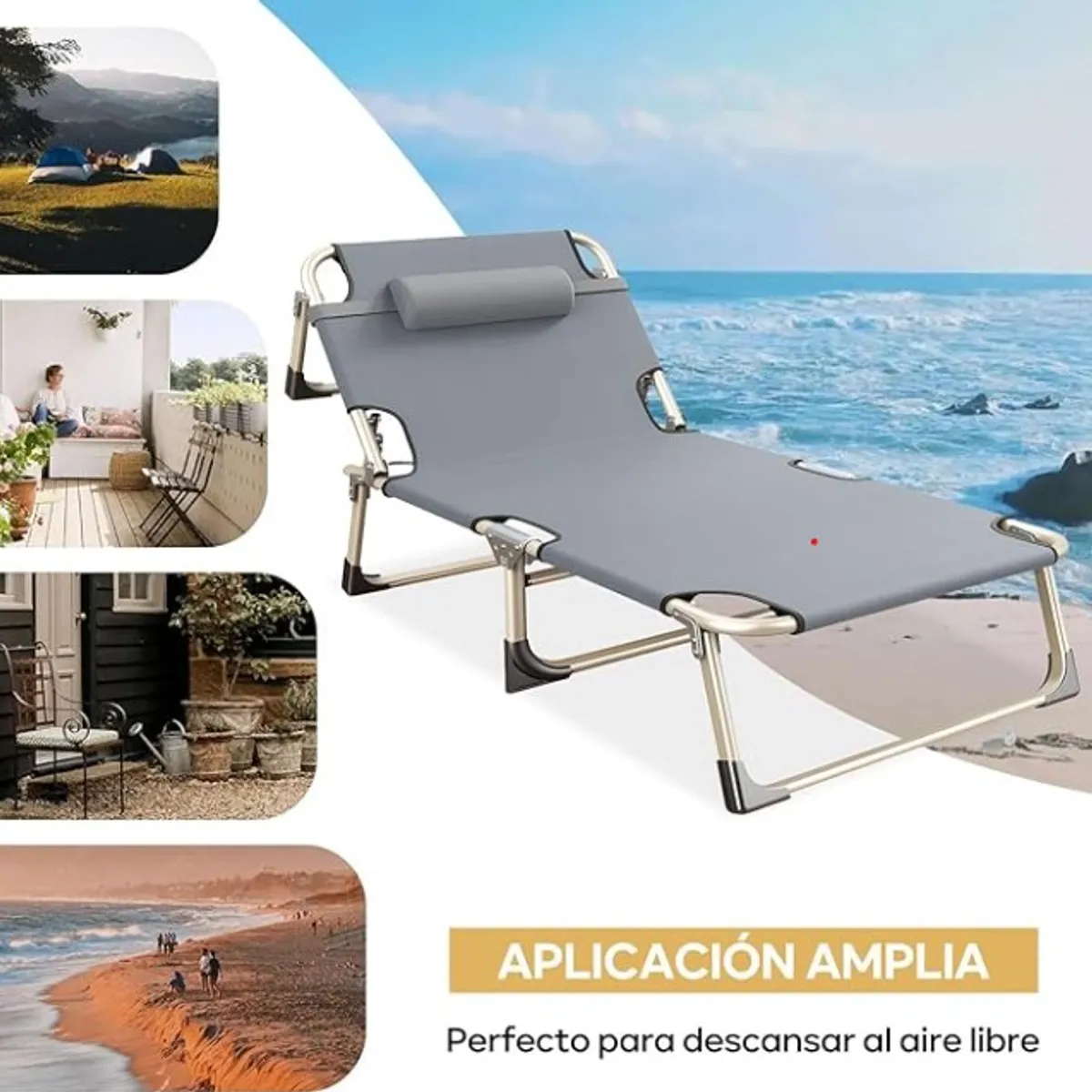 GENERICO - Silla Cama Plegable Portable con almohadilla