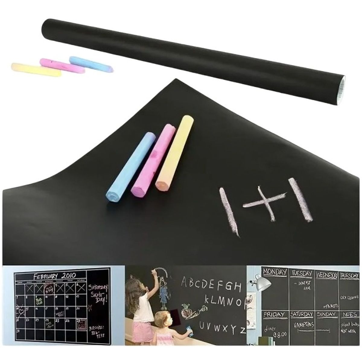 OEM - Pizarra Sticker Autoadhesiva Vinilo + Tizas Surtidas