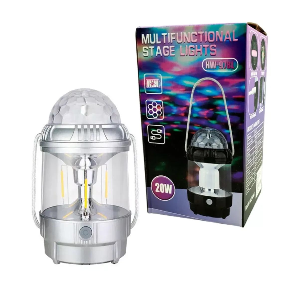 GENERICO - Lampara Solar Multifuncion Calida Y Rgb Stage Lights Hw-978l