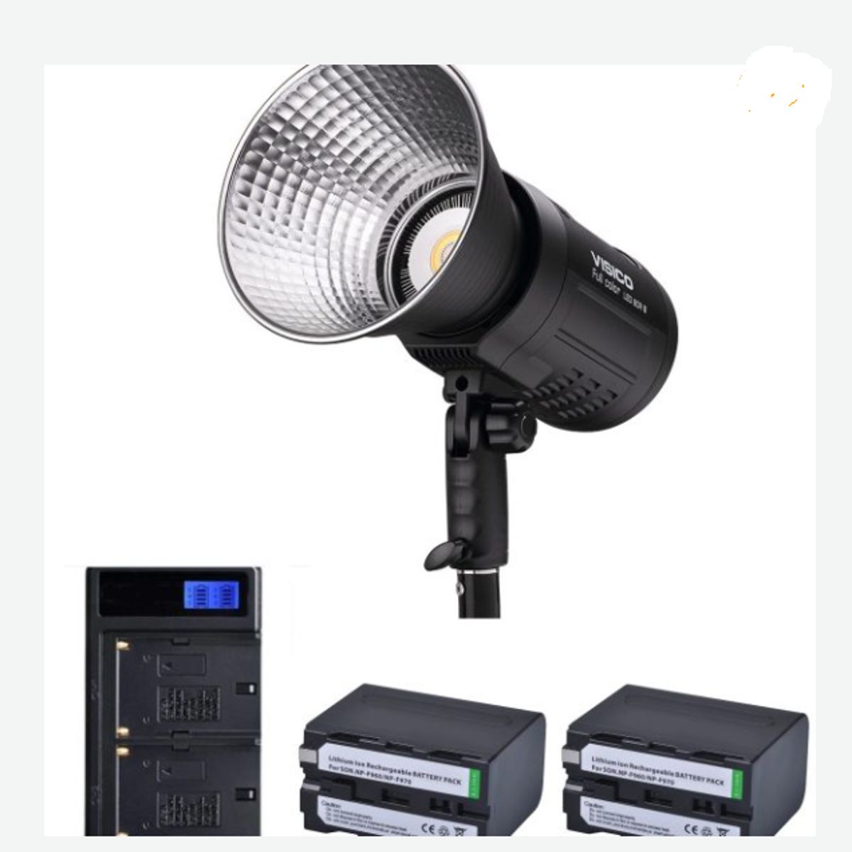 VISICO - KIT CAÑON FOCO LED 80R II RGB + 2 BATERÍAS + CARGADOR DOBLE