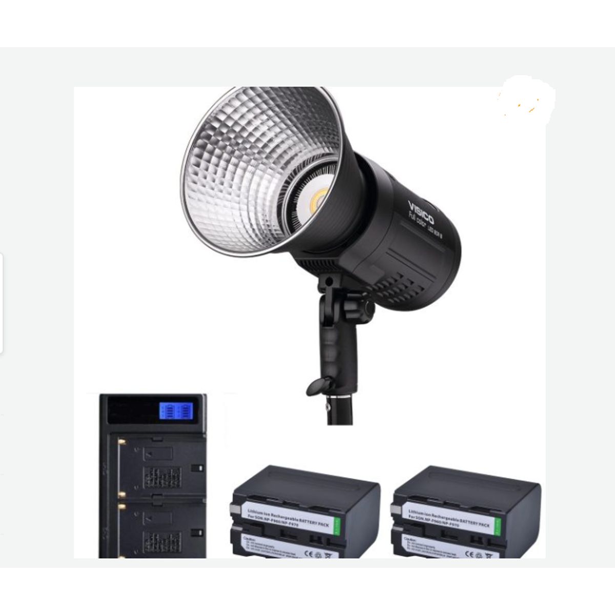 VISICO - KIT CAÑON FOCO LED 80R II RGB + 2 BATERÍAS + CARGADOR DOBLE