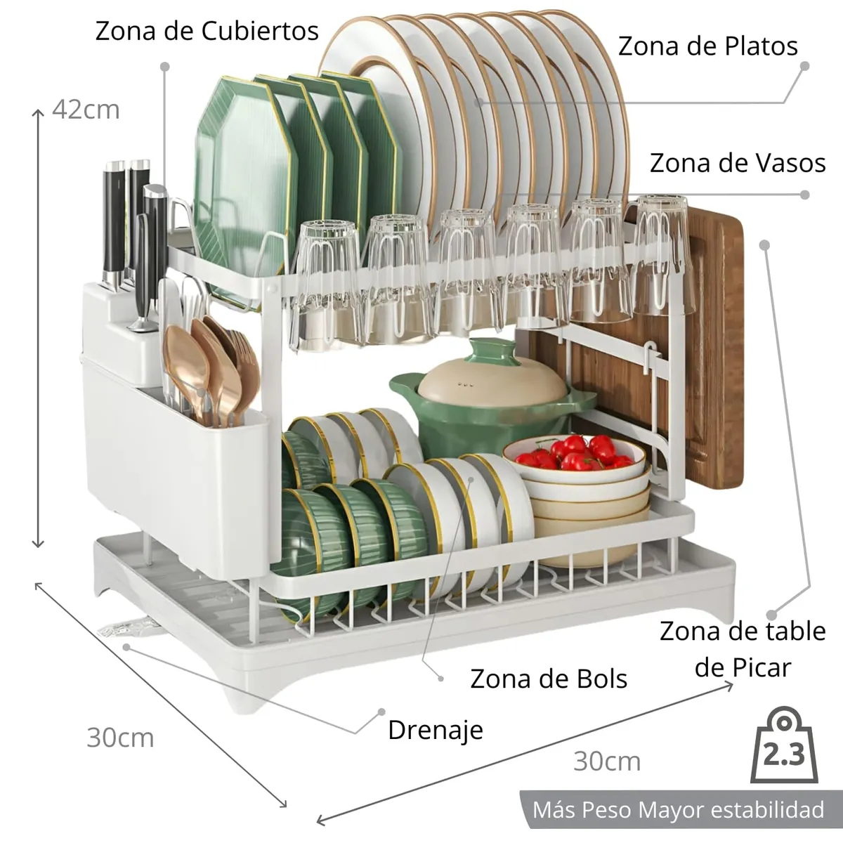 REBAJAS - Escurridor Platos Secador Loza Inoxidable 2 Niveles