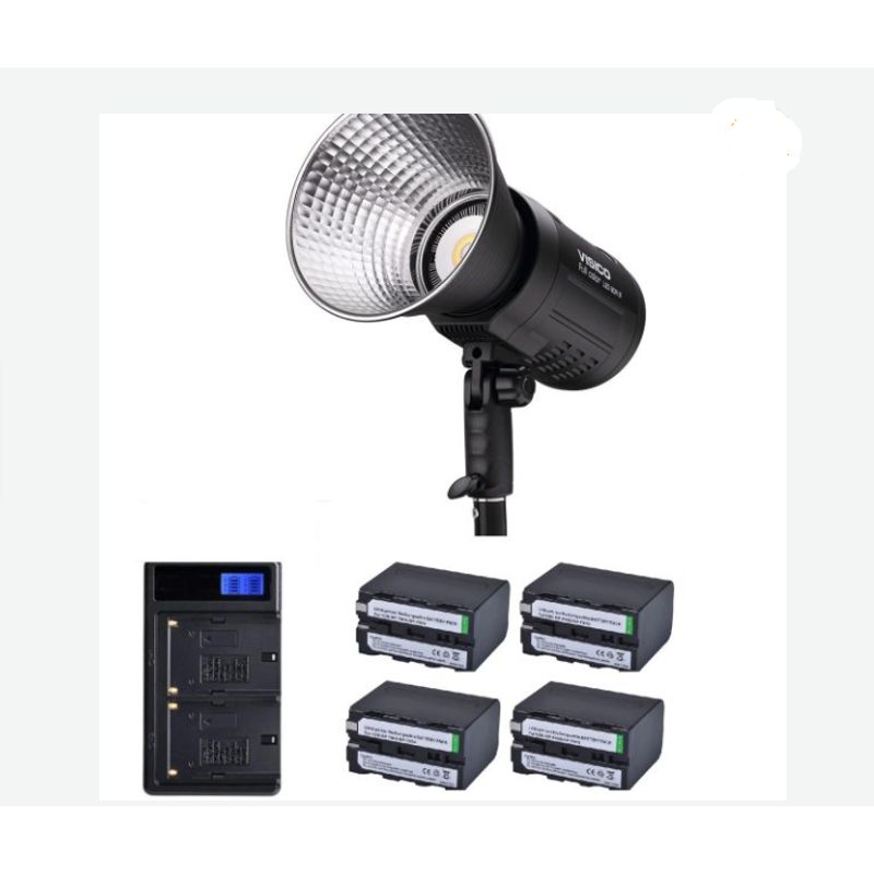VISICO - KIT CAÑON FOCO LED VISICO 80R II RGB + 4 BATERÍAS + CARGADOR DOBLE