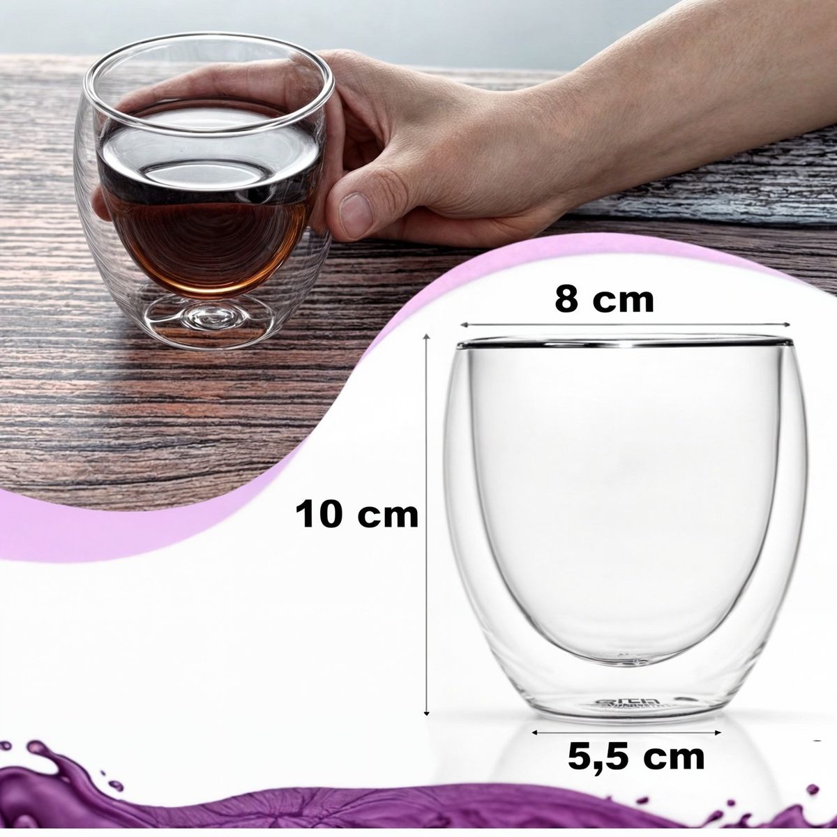GENERICO - Vaso doble vidrio tazas doble vidrio doble pared 200 ml