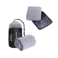 PRO OUTDOOR - Pack Toallon y Toalla Microfibra Terry Gris